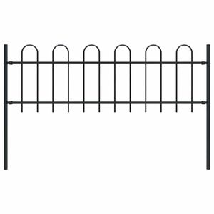 vidaXL Garden Fence with Hoop Top Steel 1.8 m Black