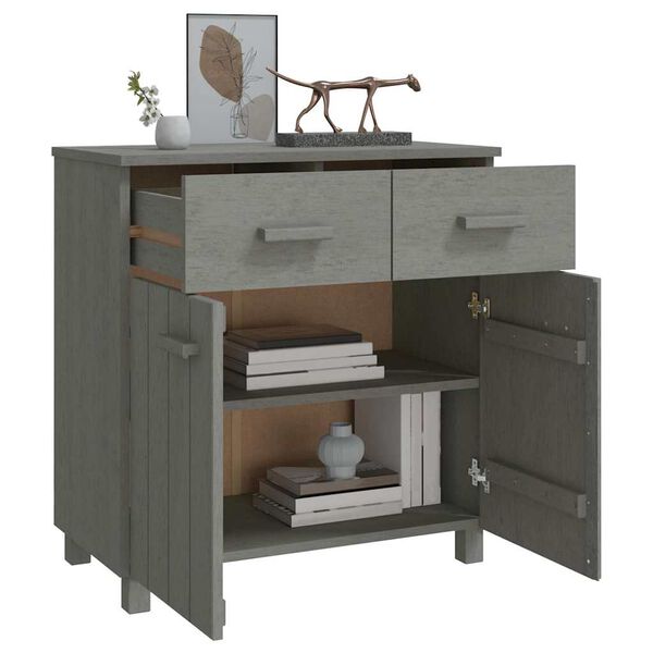 vidaXL Sideboard HAMAR Light Grey 79x40x80 cm Solid Wood Pine