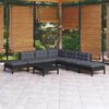 vidaXL 8 Piece Garden Lounge Set with Cushions Black Pinewood