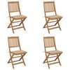vidaXL Folding Garden Chairs 4 pcs with Cushions Solid Wood Acacia