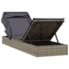 vidaXL Sunbed with Foldable Roof Grey 213x63x97 cm Poly Rattan