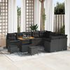 vidaXL Garden Sofa Set with Cushion 12 pcs Black Poly Rattan