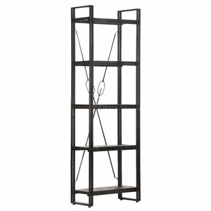 vidaXL Bookcase | Black | Solid rough mango wood, powder-coated steel | Medium