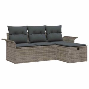 vidaXL Garden Sofa Set with Cushion with Storage 4 pcs Poly rattan