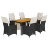 vidaXL 7 Piece Garden Dining Set with Cushions Black Poly Rattan