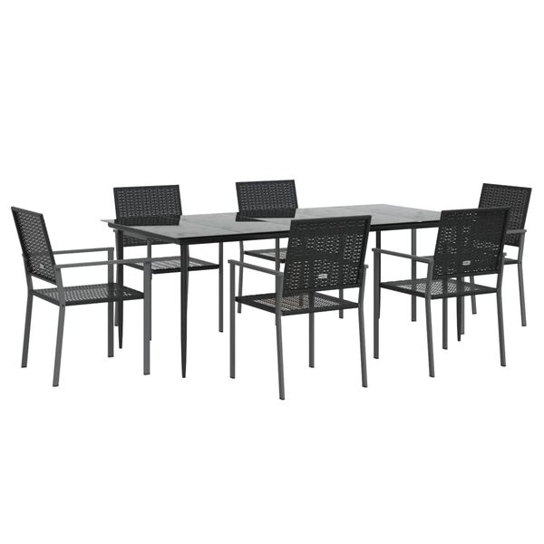 vidaXL 7 Piece Garden Dining Set Poly Rattan and Steel