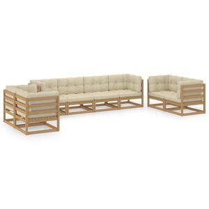 vidaXL 8 Piece Garden Lounge Set with Cushions Solid Pinewood