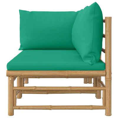 vidaXL 2 Piece Garden Lounge Set with Green Cushions Bamboo