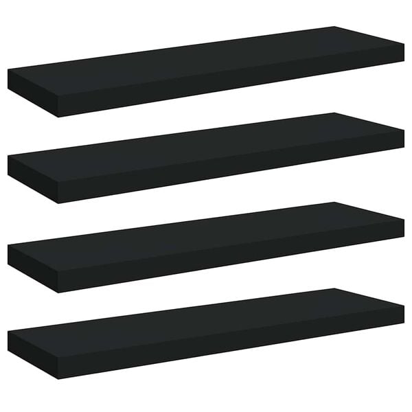 vidaXL Floating Wall Shelves 4 pcs Black 80x23.5x3.8 cm MDF