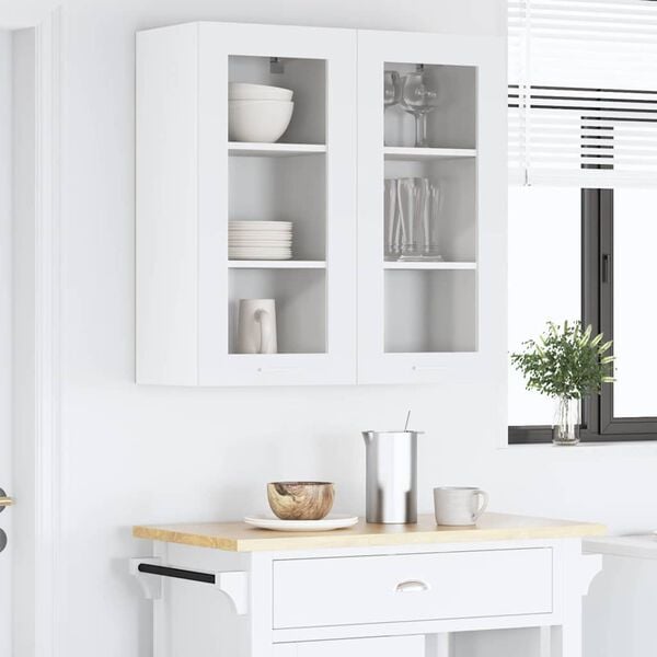 vidaXL Hanging Cabinet with Door White 40 x 31 x 80 cm Engineered Wood