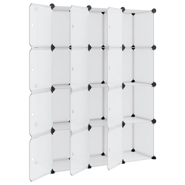 vidaXL Storage Cube Organiser with 12 Cubes and Doors Transparent PP