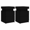 vidaXL Bedside Cabinets with LED Lights 2 pcs Black 35x39x55 cm