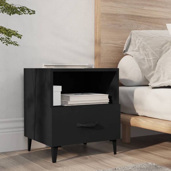 vidaXL Bedside Cabinet Black Engineered Wood