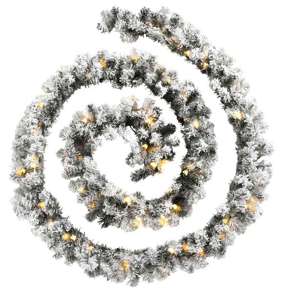 vidaXL Christmas Garland with LED Lights Green 5 m PVC