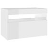 vidaXL Bedside Cabinet & LED Lights High Gloss White 60x35x40 cm