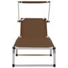 vidaXL Folding Sun Lounger with Roof Aluminium and Textilene Brown