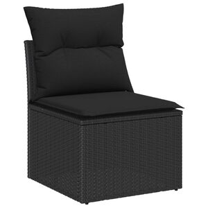 vidaXL Garden Sofa Set 7 pcs Black Poly Rattan and Steel and Glass