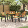 vidaXL Garden Dining Set 7 pcs Black Solid Acacia Wood