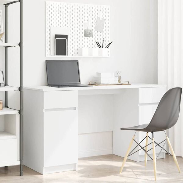 vidaXL Desk with Drawer White 140 x 49 x 76 cm Engineered wood