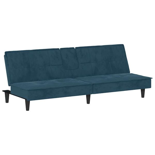 vidaXL Sofa Bed with Cup Holders Dark Grey Velvet