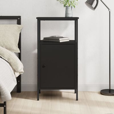 vidaXL Bedside Cabinet Black 41x31x80 cm Engineered Wood