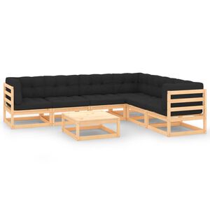 vidaXL 7 Piece Garden Lounge Set with Cushions Solid Wood Pine