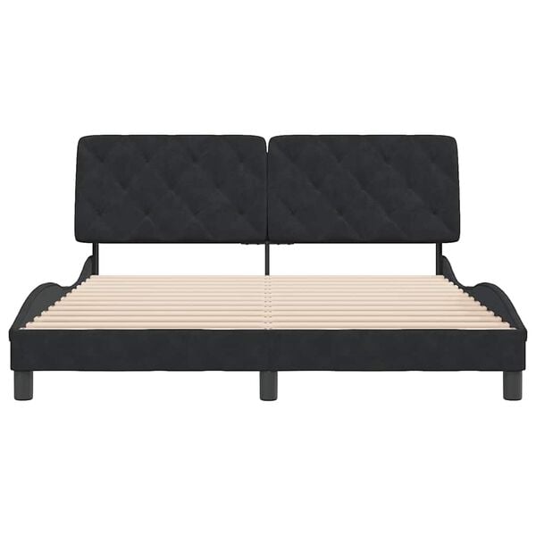 vidaXL Bed Frame without Mattress Black 152x203 cm Queen Velvet