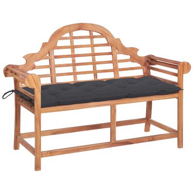 vidaXL Garden Bench with Anthracite Cushion 120 cm Solid Teak Wood