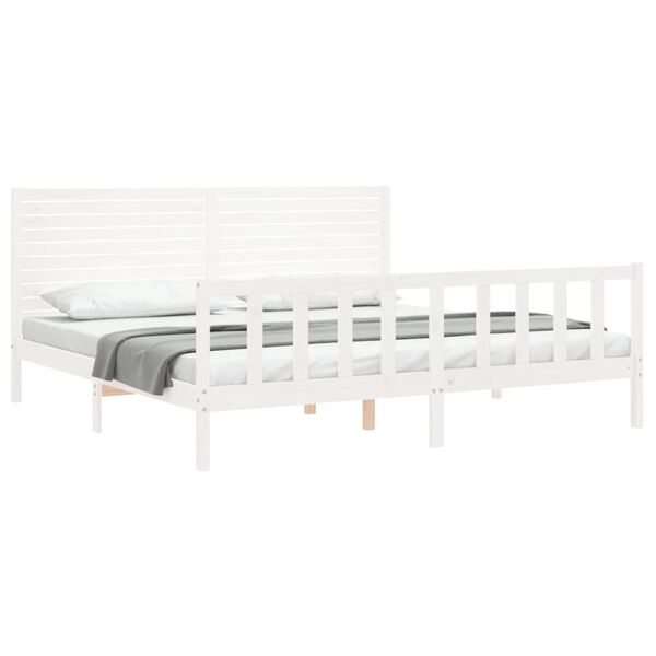 vidaXL Bed Frame without Mattress White Super King Size Solid Wood Pine