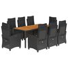 vidaXL 9 Piece Garden Dining Set with Cushions Black Poly Rattan