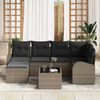 vidaXL Sofa Set with Cushion with Storage 7 pcs Grey Poly Rattan