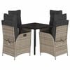 vidaXL 5 Piece Garden Dining Set with Cushions Grey Poly Rattan