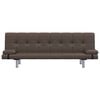 vidaXL Sofa Bed with Two Pillows Brown Faux Leather