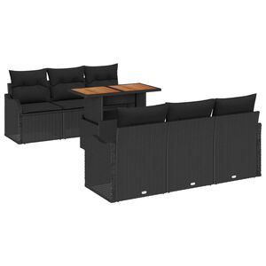 vidaXL Garden Sofa Set with Storage 7 pcs Black Poly rattan