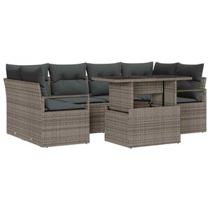 vidaXL Garden Sofa Set with Storage 7 pcs Grey Poly rattan