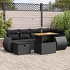 vidaXL 8 Piece Garden Sofa Set with Cushions Black Poly Rattan Acacia