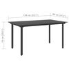vidaXL Garden Dining Table Black 150x80x74 cm Steel and Glass