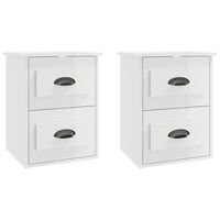 vidaXL Wall-mounted Bedside Cabinets 2 pcs High Gloss White 41.5x36x53cm