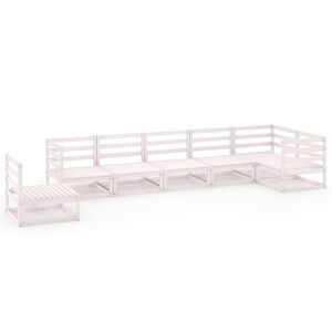 vidaXL 7 Piece Garden Lounge Set White Solid Pinewood