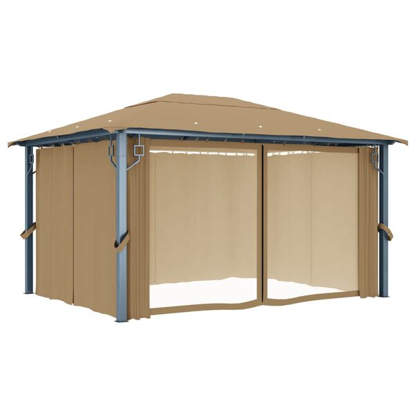 vidaXL Gazebo with Curtain 400x300 cm Taupe Aluminium