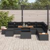 vidaXL Garden Sofa Set with Storage 9 pcs Black Poly rattan