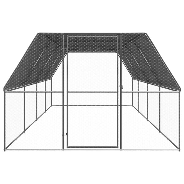 vidaXL Outdoor Chicken Cage 3x8x2 m Galvanised Steel