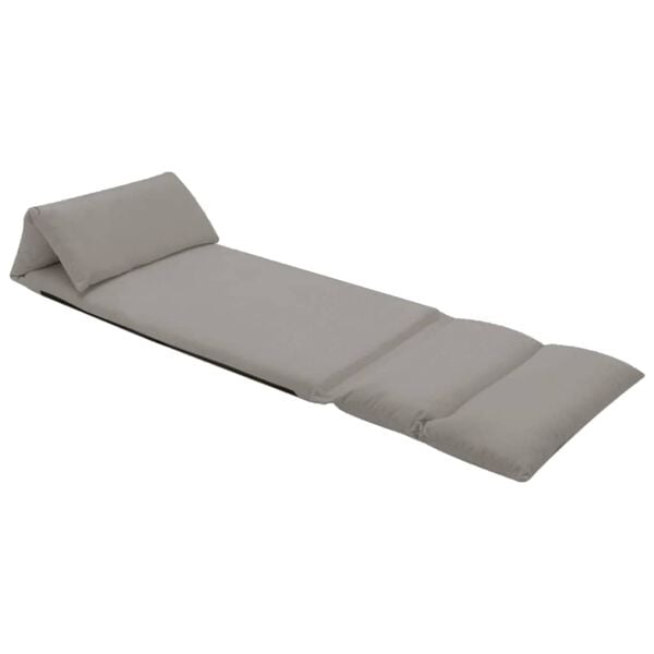 vidaXL Folding Floor Chair Light Grey Microfibre