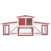 vidaXL Outdoor Large Rabbit Hutch Red and White 201x45x85 cm Wood