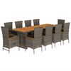 vidaXL 11 Piece Garden Dining Set with Cushions Grey Poly Rattan