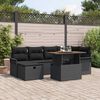 vidaXL Garden Sofa Set Height-Adjustable 7 pcs Black Poly Rattan