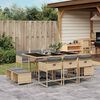 vidaXL 11 Piece Garden Dining Set with Cushions Mix Beige Poly Rattan