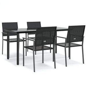 vidaXL 5 Piece Garden Dining Set Poly Rattan and Steel
