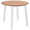 vidaXL Dining Table | White and natural wood | MDF and solid rubberwood