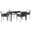 vidaXL Garden Dining Set 5 pcs Brown and Black PE Rattan